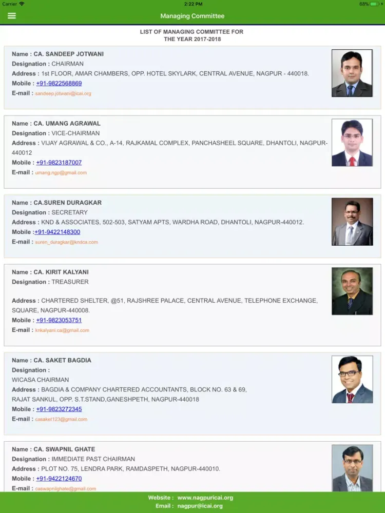 ICAI Nagpur iPad  Screenshots