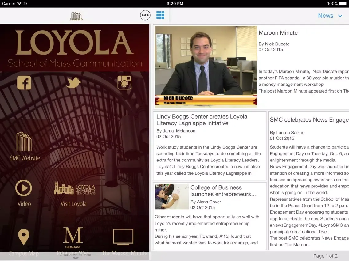 Loyola School of Mass Communications iPad  سکرین شاٹس