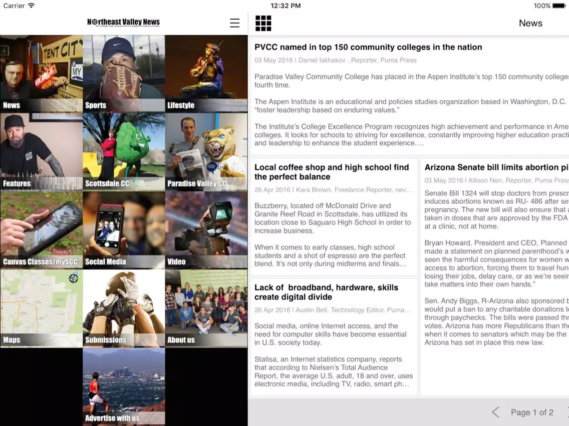Zrzuty ekranu Northeast Valley News (SCC & PVCC) iPad 