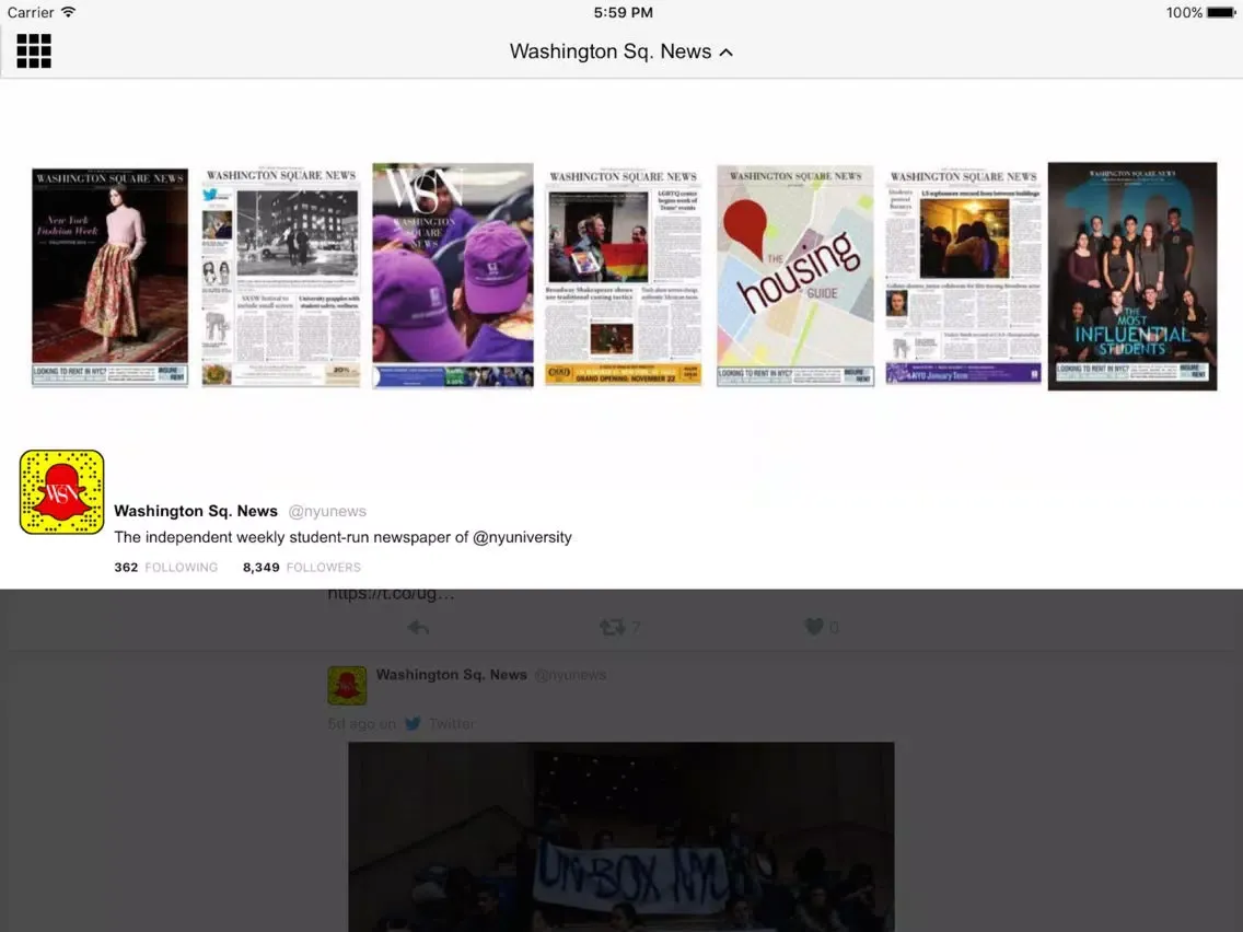 Zrzuty ekranu NYU News iPad 