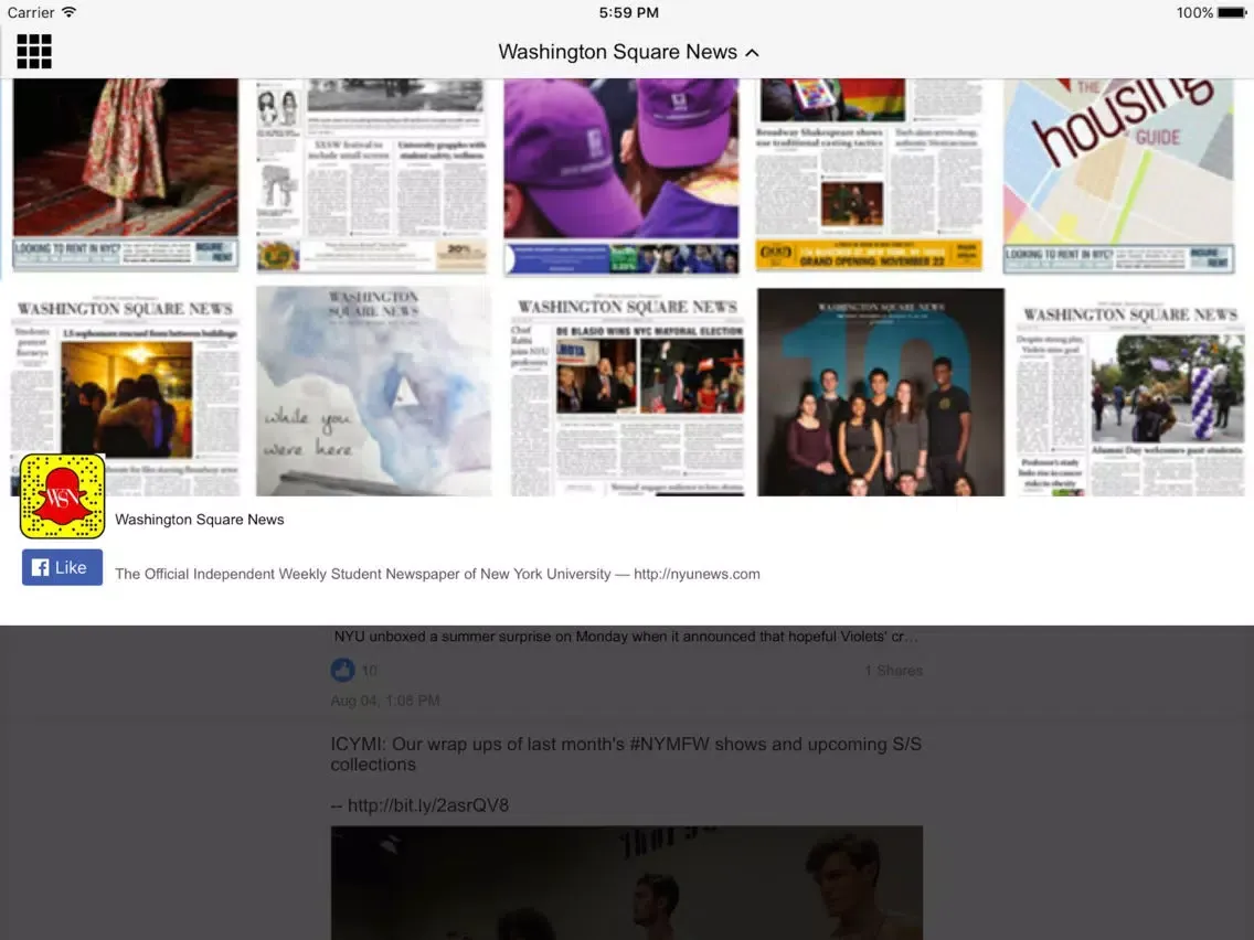 Zrzuty ekranu NYU News iPad 