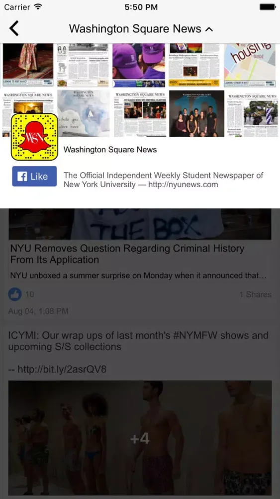 Zrzuty ekranu NYU News