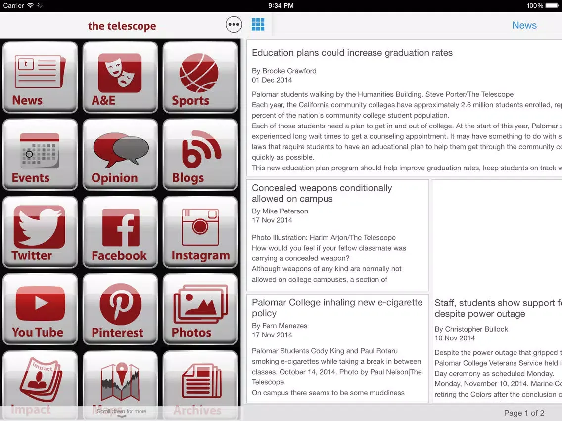 Telescope News iPad  स्क्रीनशॉट