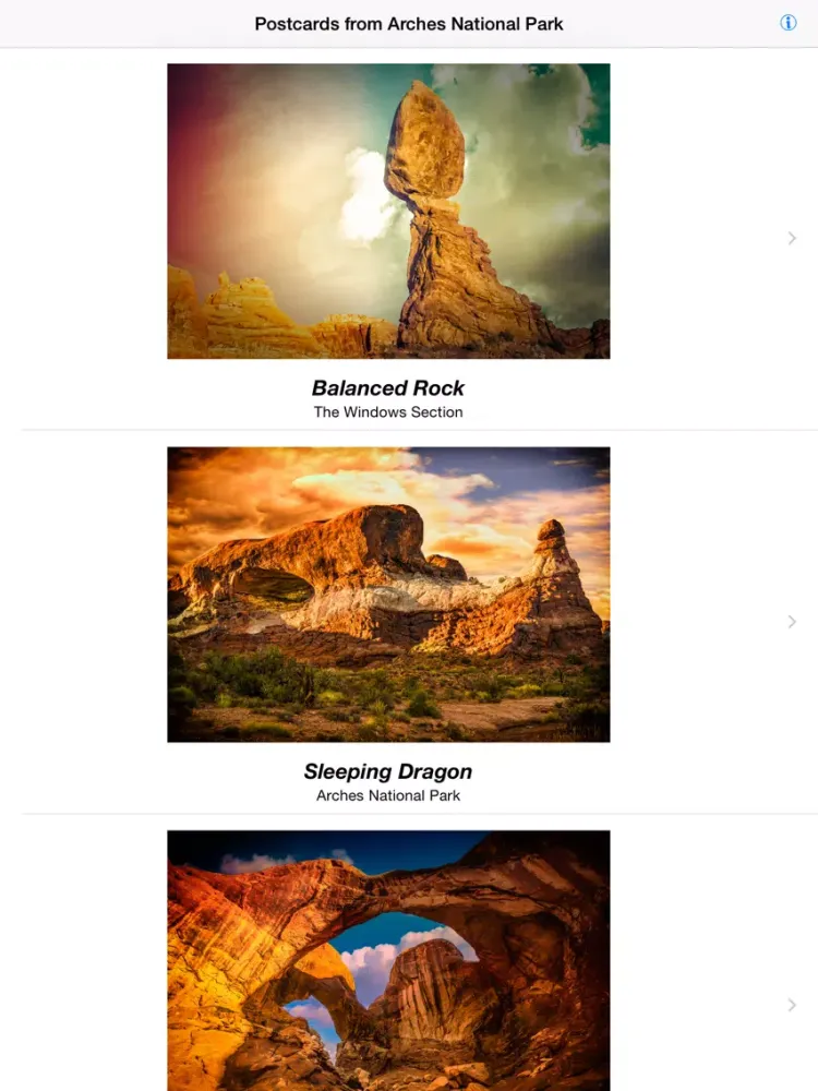 Capturas de pantalla de Postcards From Arches National Park iPad 
