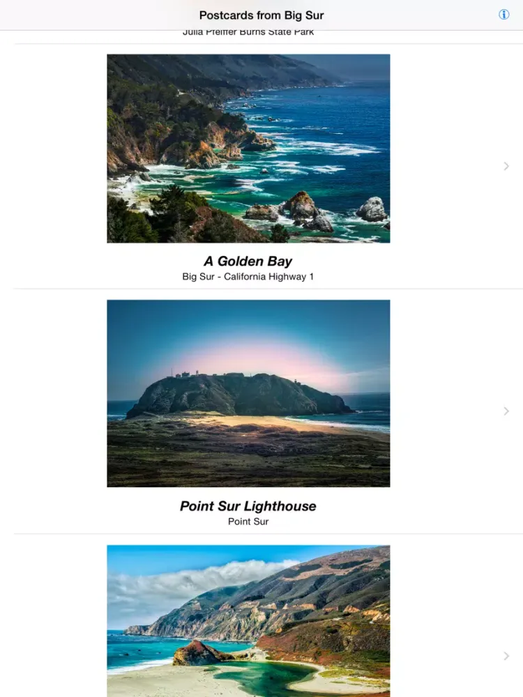 Captures d'écran de Postcards from Big Sur iPad 