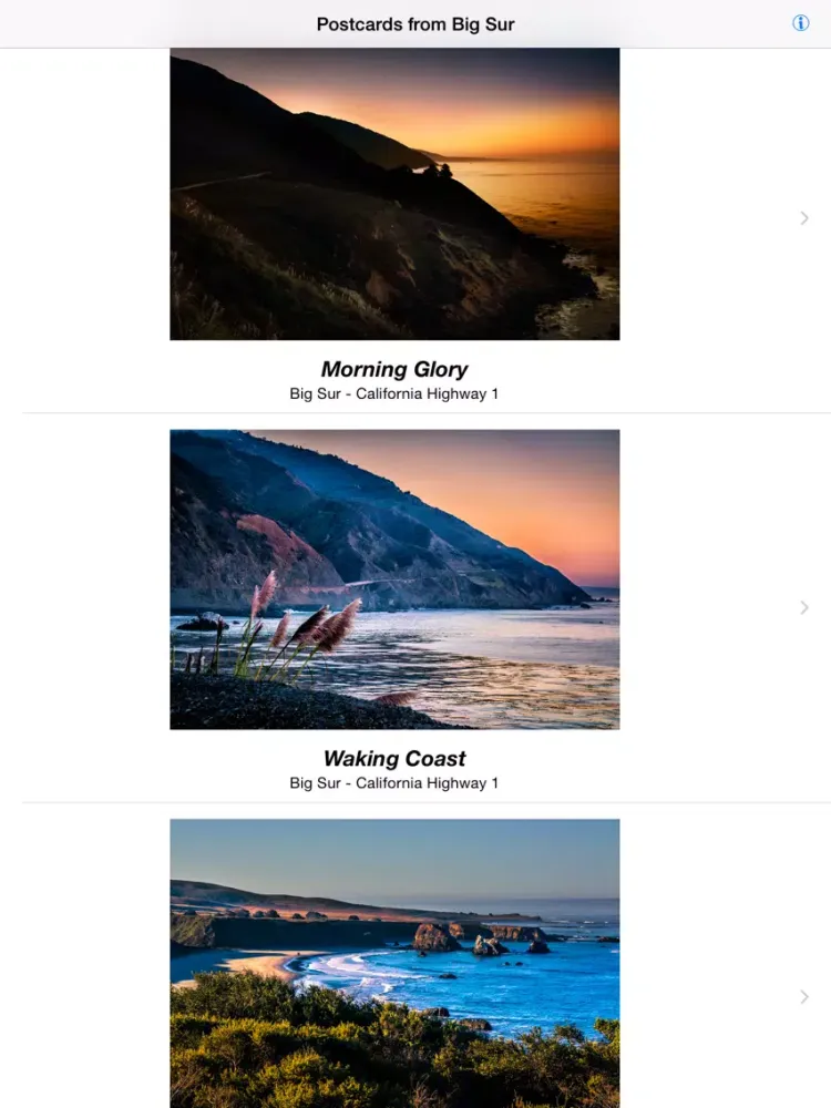 Captures d'écran de Postcards from Big Sur iPad 