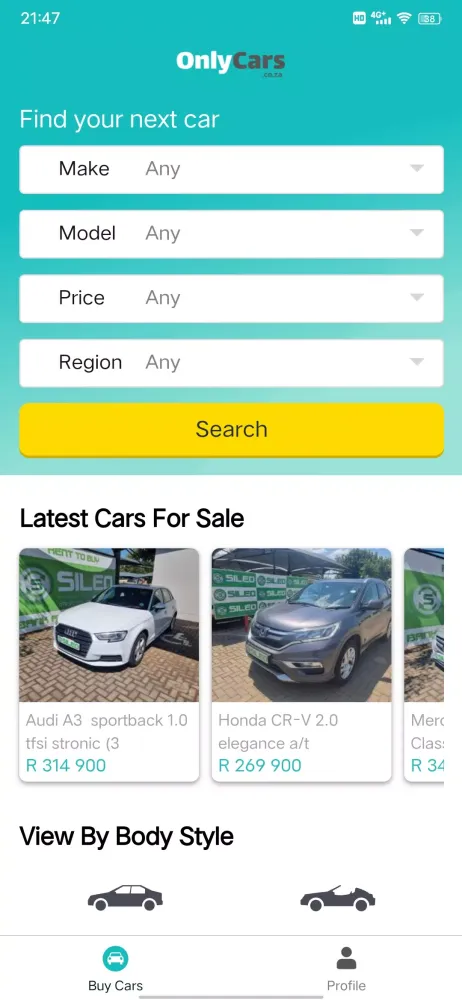 Скриншоты OnlyCars Used Car South Africa