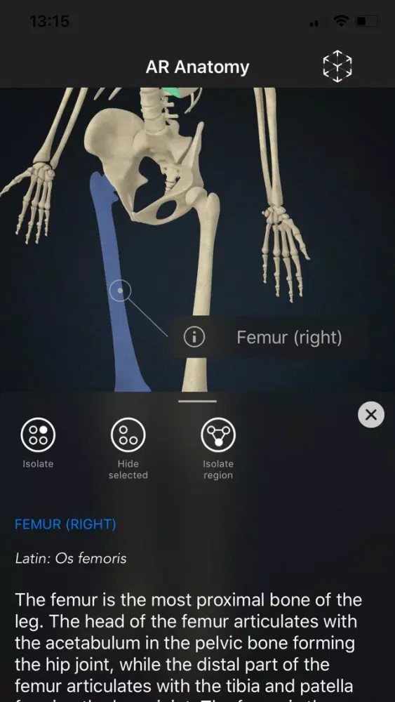 Ảnh chụp màn hình của AR Anatomy: Skeleton