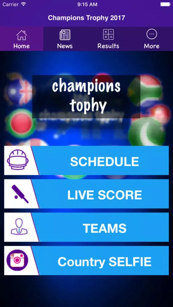 ภาพหน้าจอของ Champion Trophy Schedule