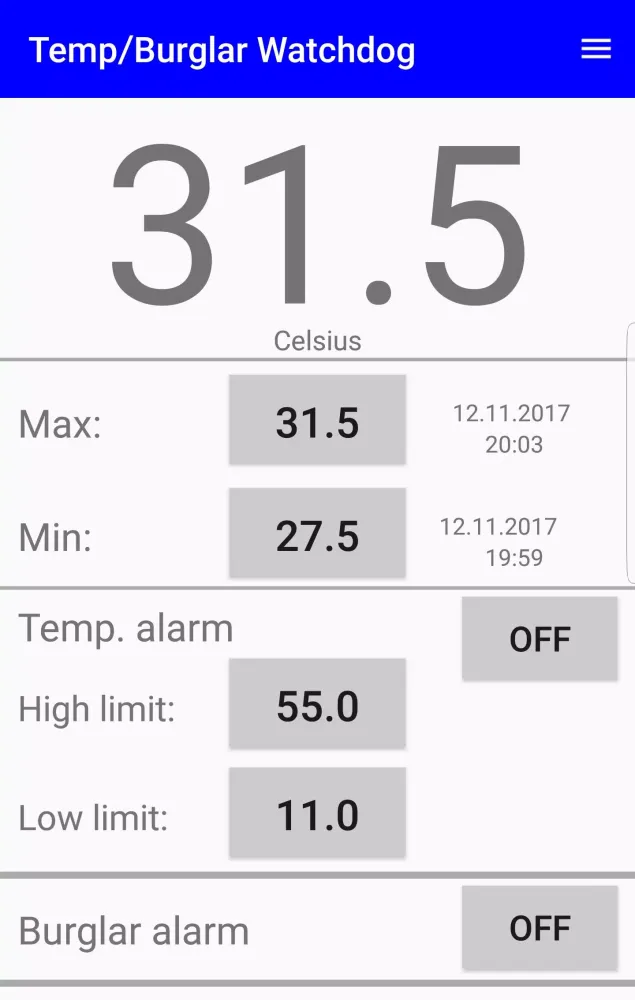 Temp/Burglar Watchdog Free Screenshots