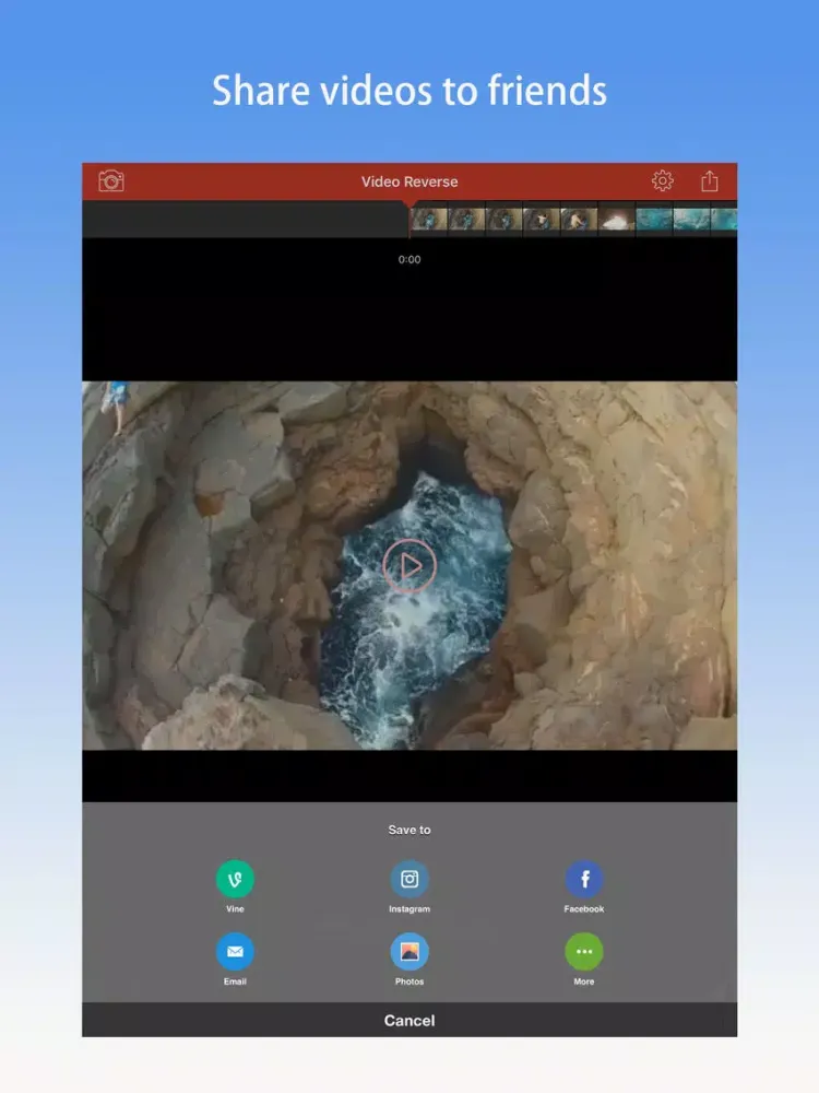 Video Reverse Pro - Rewind, backward movie editor for vine & instagram iPad  Screenshots