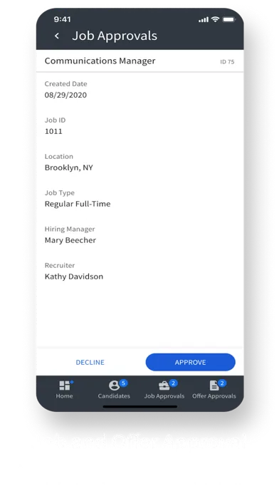 Tangkapan layar iCIMS Mobile Hiring Manager