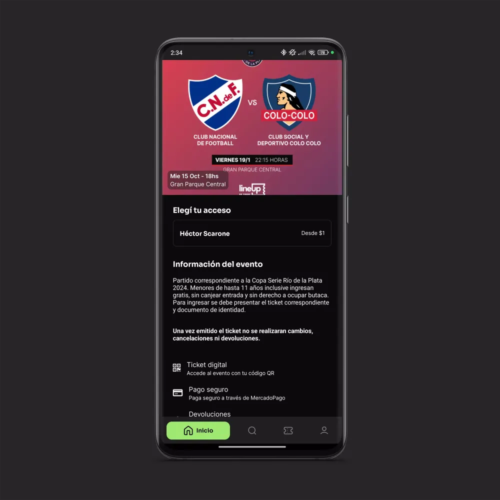 Zrzuty ekranu LineUp Tickets