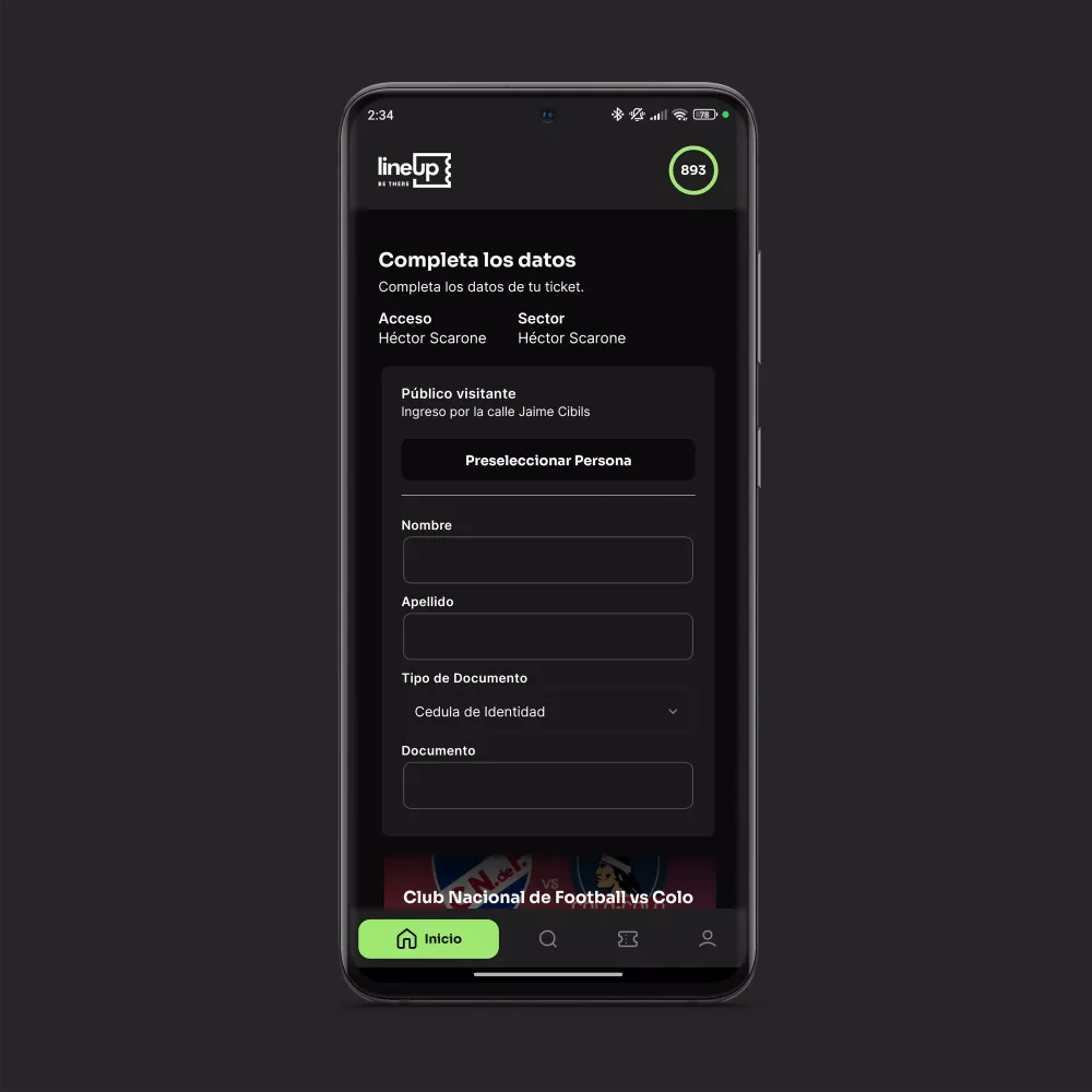 Zrzuty ekranu LineUp Tickets