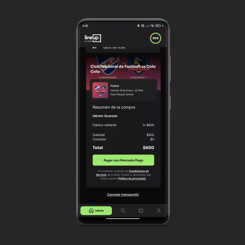 Zrzuty ekranu LineUp Tickets