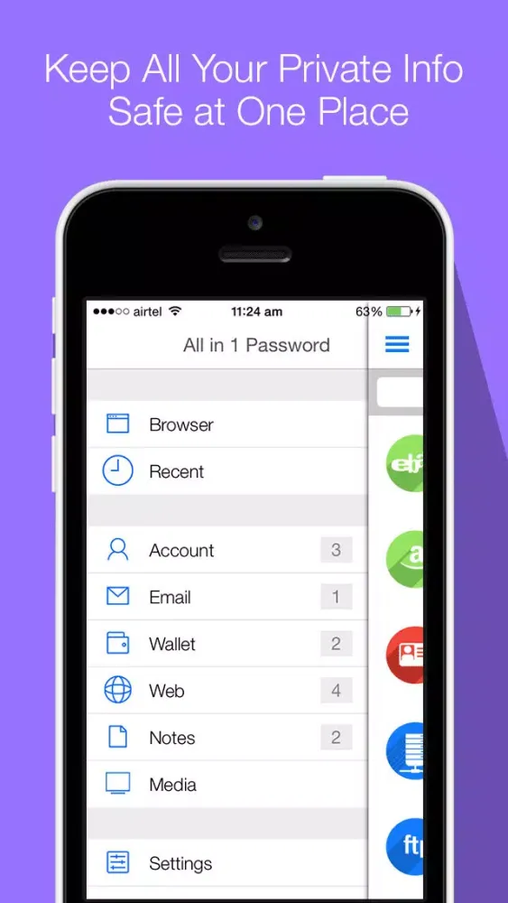 All in 1 Password Manager Lite & Secret Camera - Secure digital Wallet application to Hide Personal Data with Private Browser应用截图