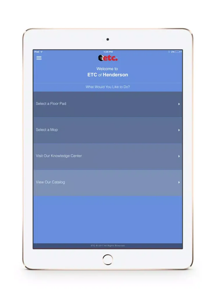 ETC Floor Care iPad  Screenshots