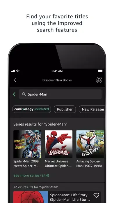 Capturas de tela do Comixology - Comics & Manga