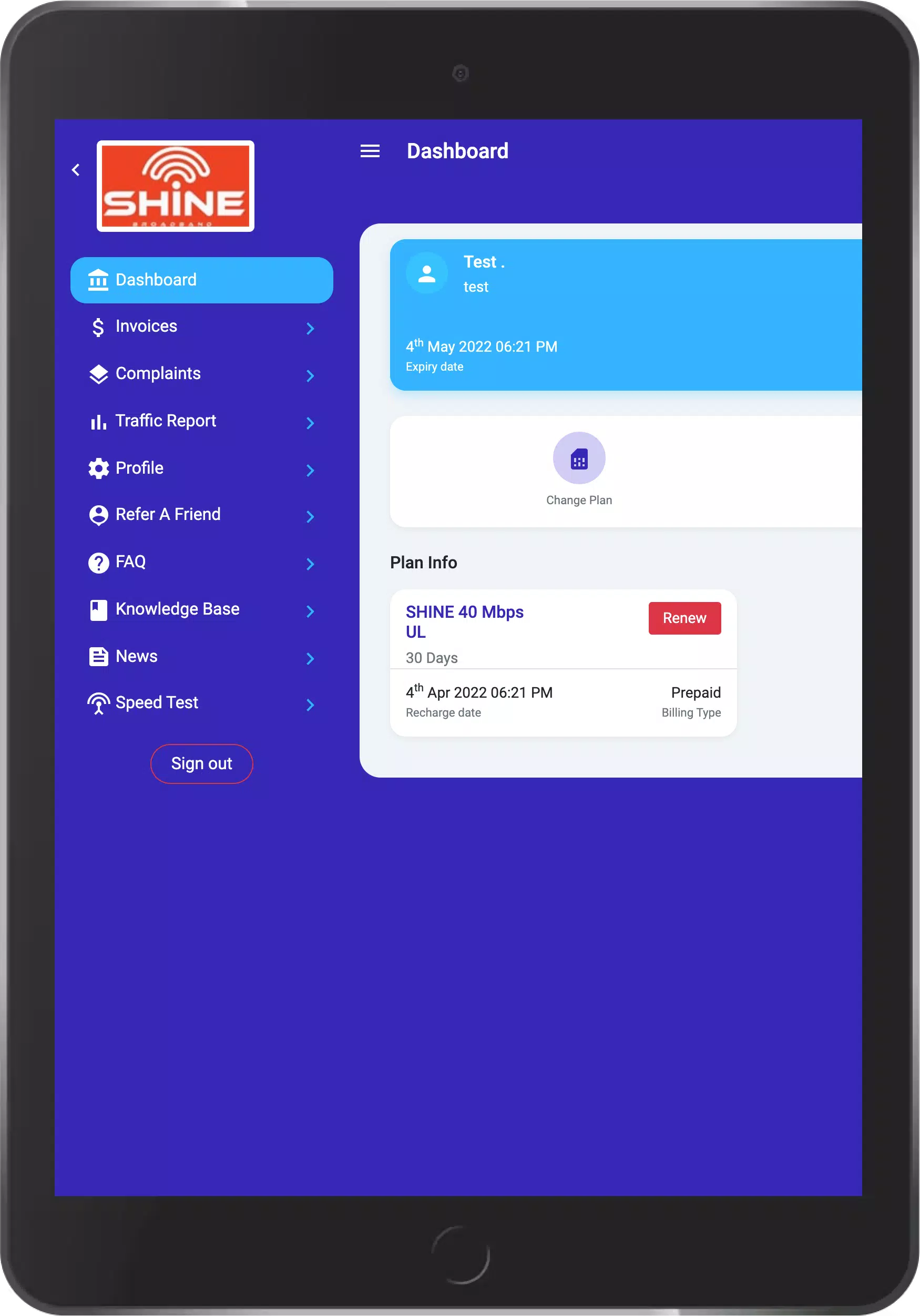 SHINE BROADBAND Screenshots