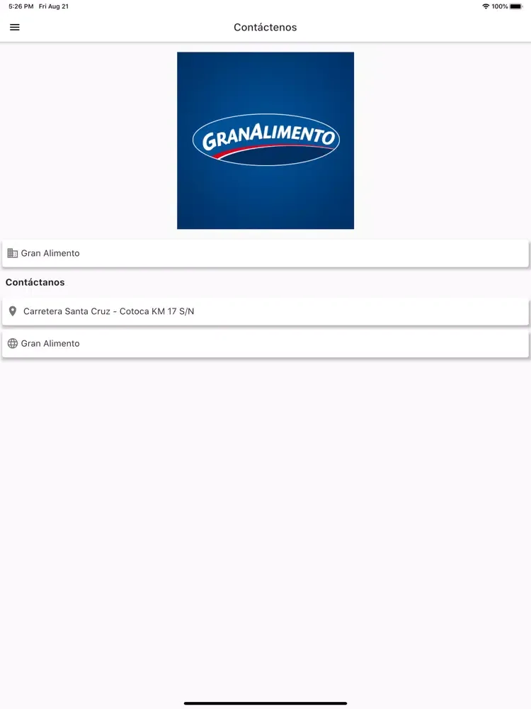 Tangkapan layar Gran Alimento iPad 