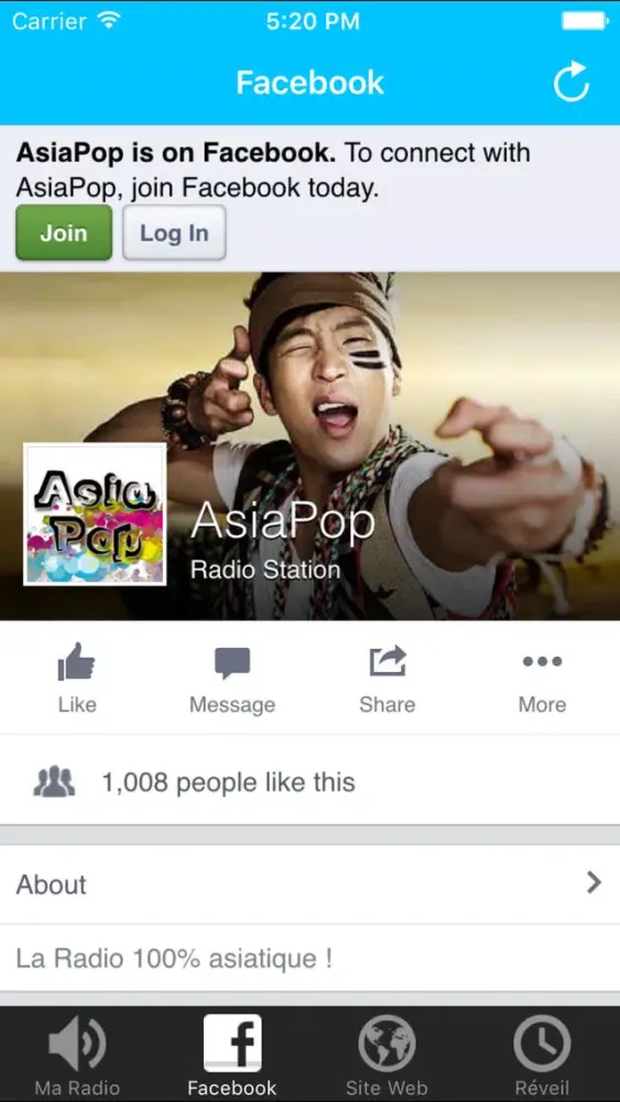 Tangkapan layar AsiaPop la radio