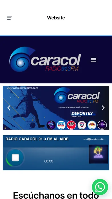Tangkapan skrin Radio Caracol 91.3 FM