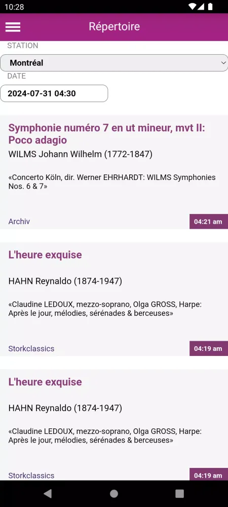 Radio Classique Montréal 스크린샷