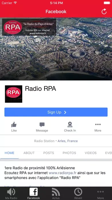 Capturas de tela do RPA "Radio Pays d'Arles"