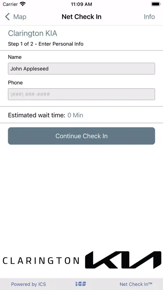 Tangkapan layar Net Check In - Clarington Kia