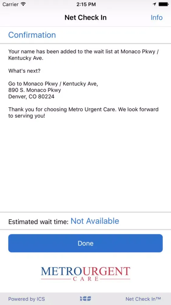 Zrzuty ekranu Net Check In Metro Urgent Care