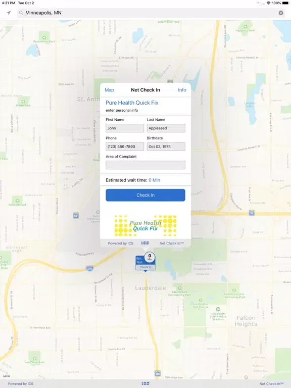Net Check In - Pure Health iPad  Screenshots