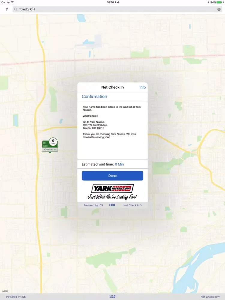Zrzuty ekranu Net Check In - Yark Nissan iPad 