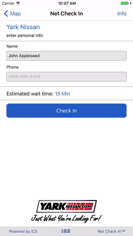 Zrzuty ekranu Net Check In - Yark Nissan