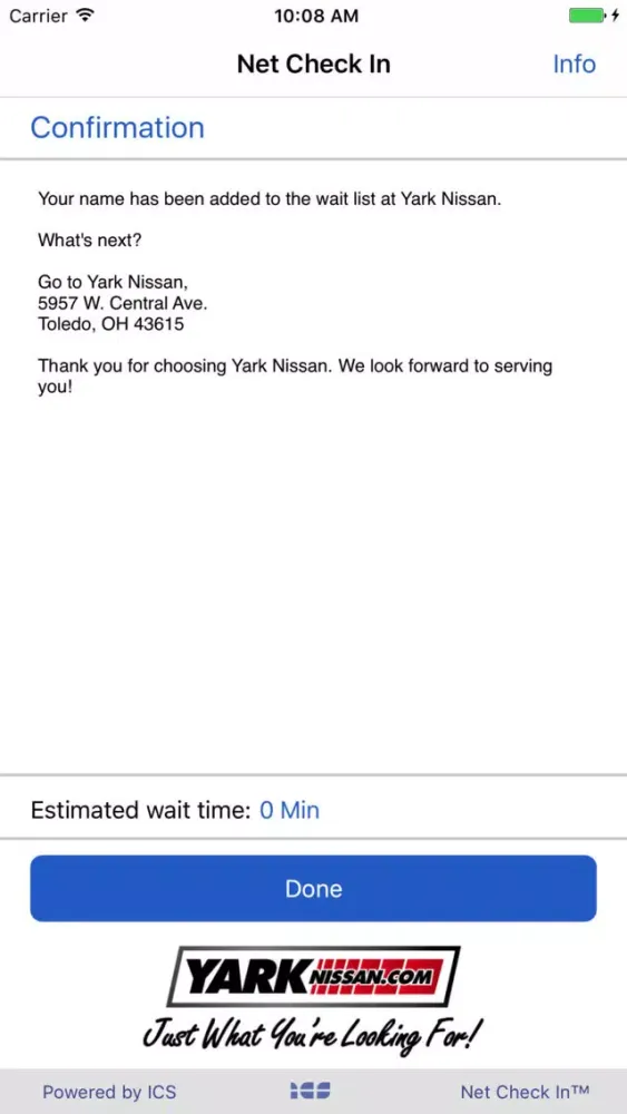 Zrzuty ekranu Net Check In - Yark Nissan