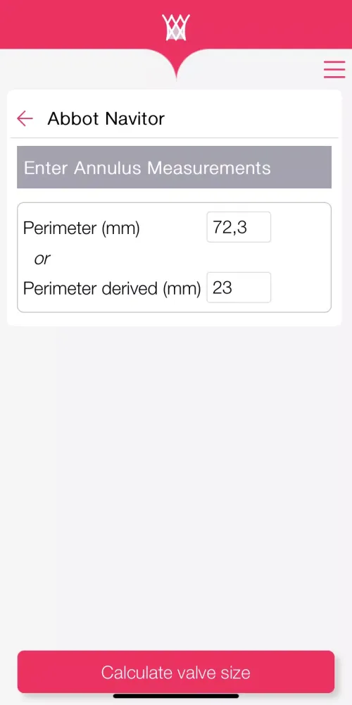 TAVR Sizing سکرین شاٹس