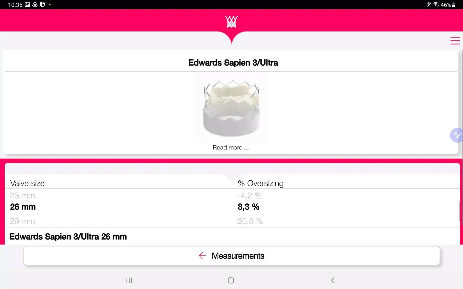 TAVR Sizing سکرین شاٹس