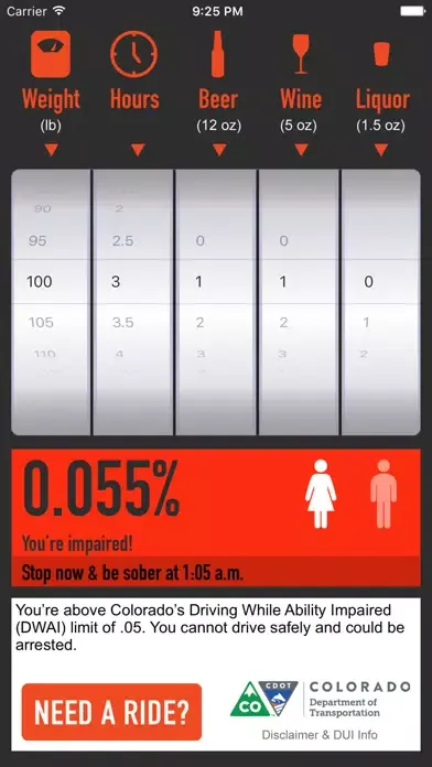 ภาพหน้าจอของ R-U-Buzzed? BAC Calculator