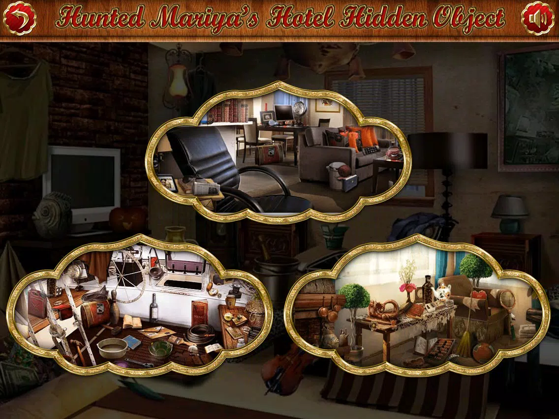 Capturas de pantalla de Haunted Mariya's Hotel Hidden Objects. iPad 