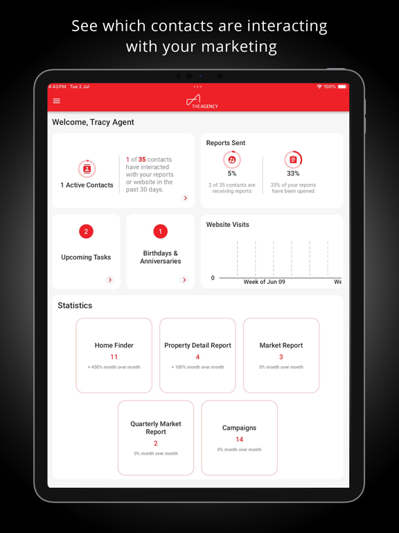 Tangkapan skrin The Agency CRM iPad 