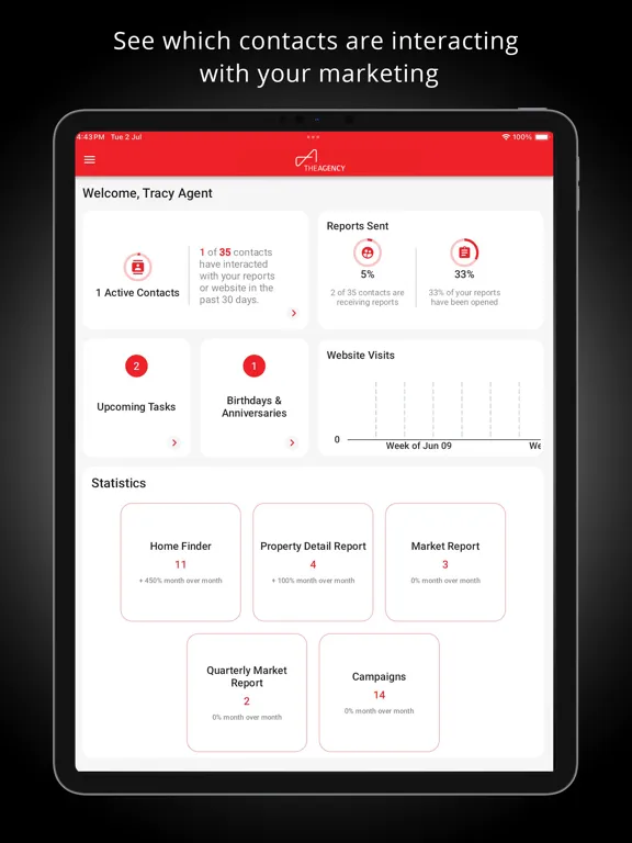 Tangkapan skrin The Agency CRM iPad 