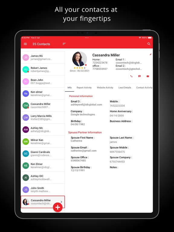 Tangkapan skrin The Agency CRM iPad 