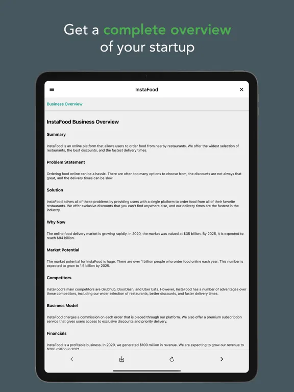 Capturas de tela do Startup AI: Idea Validator iPad 
