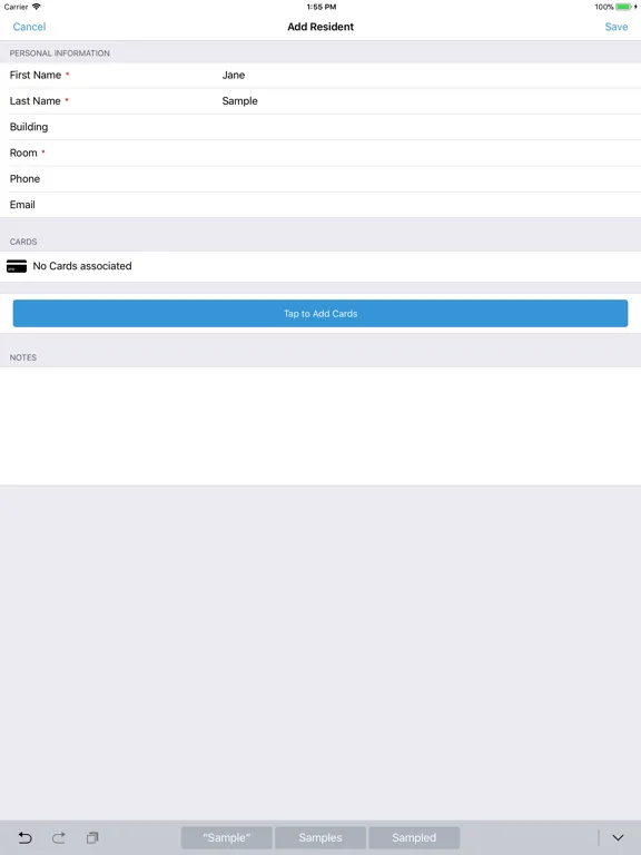 Tangkapan skrin PremiSys™ Resident Manager™ iPad 