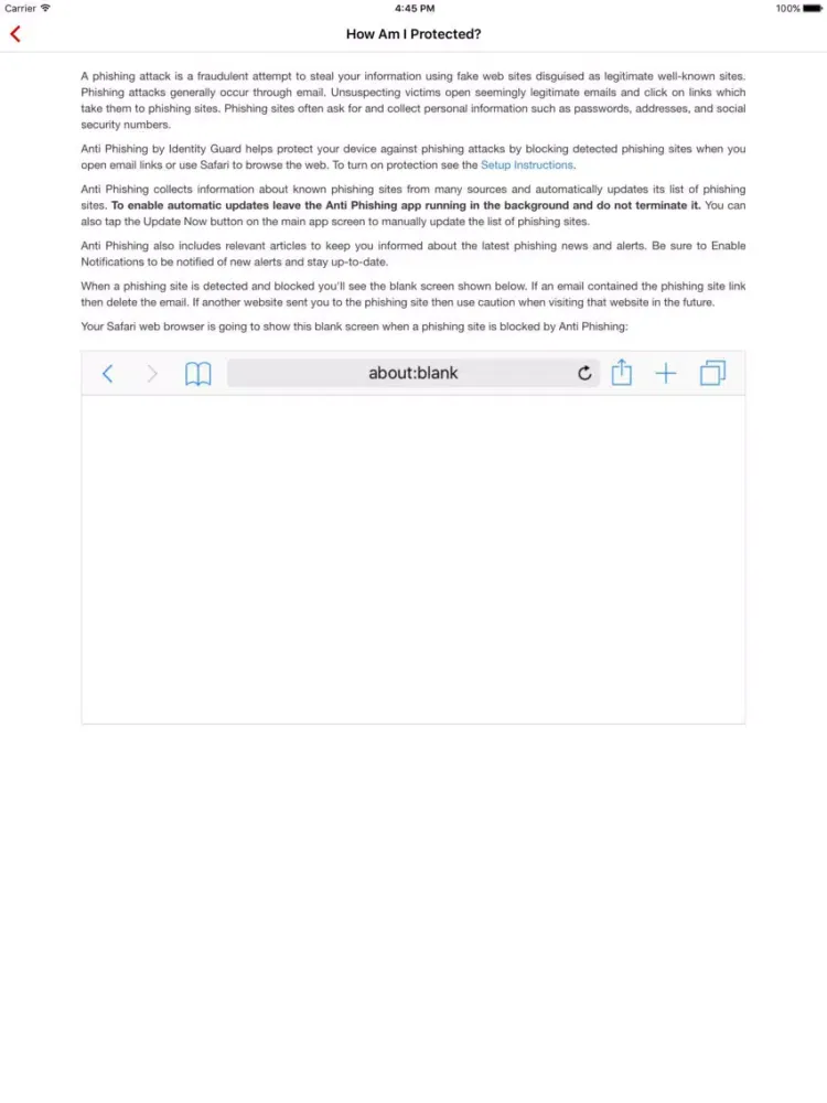 Anti Phishing - Identity Guard iPad  स्क्रीनशॉट