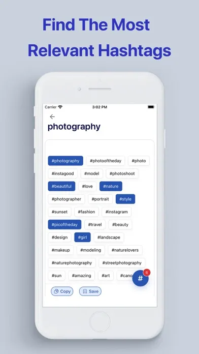 ภาพหน้าจอของ Hashtag generator : top follow