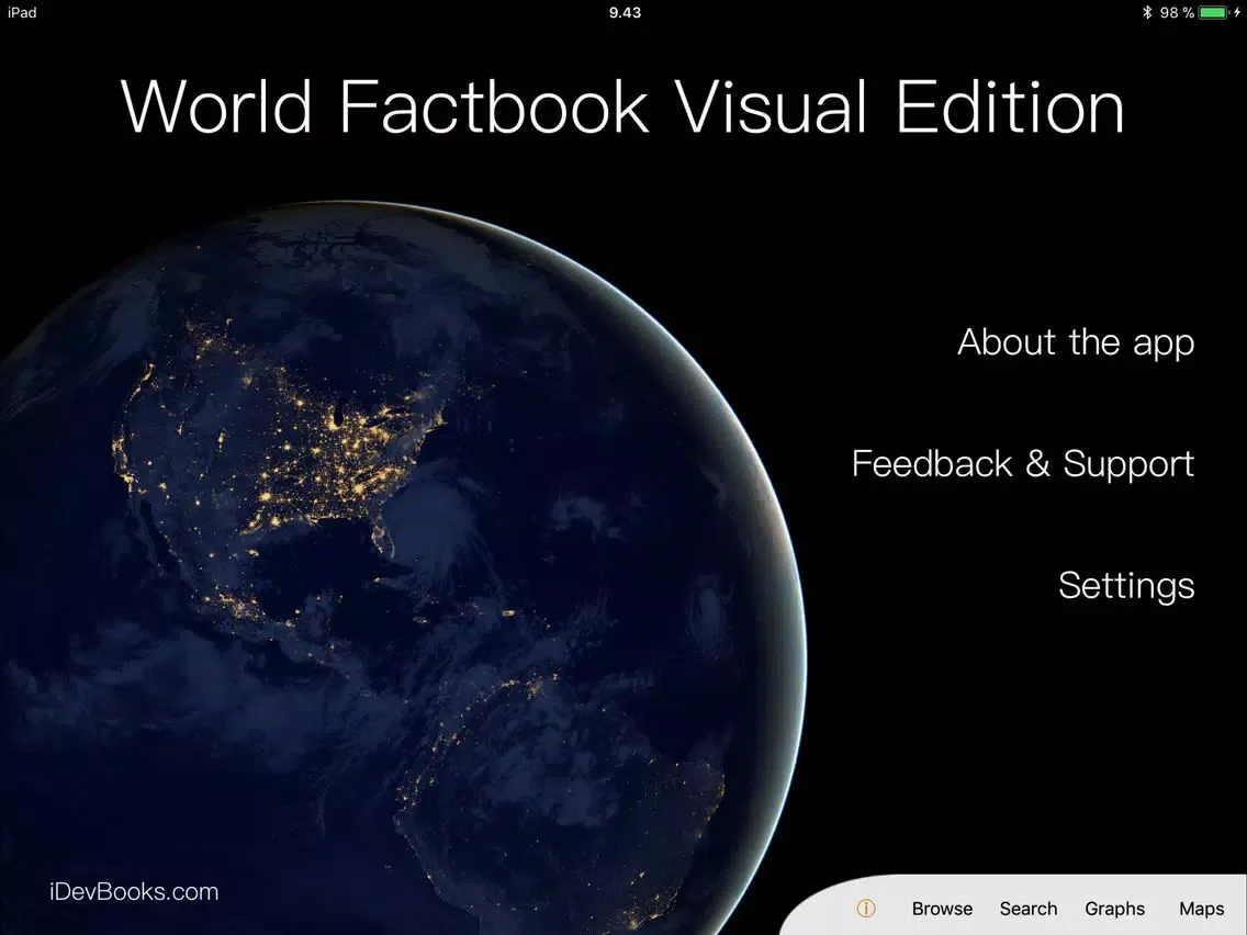 Ảnh chụp màn hình của World Factbook Visual Edition iPad 