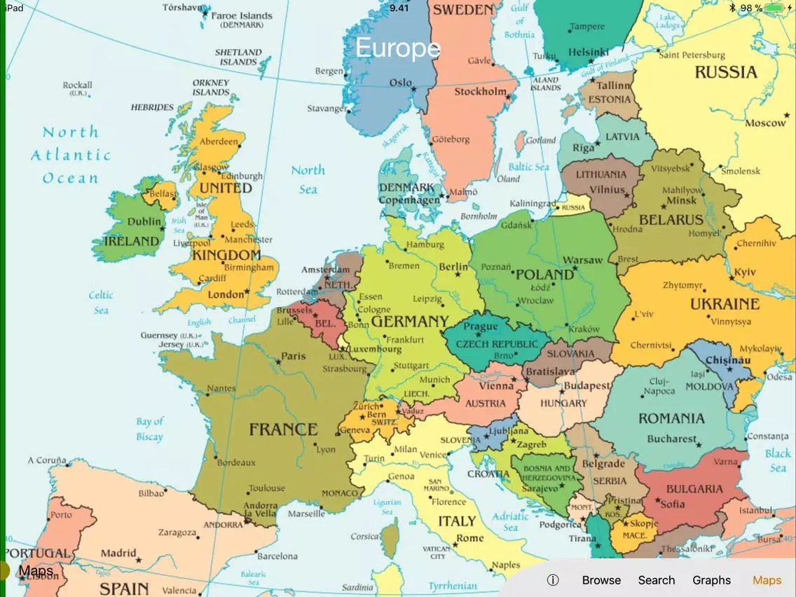 Ảnh chụp màn hình của World Factbook Visual Edition iPad 