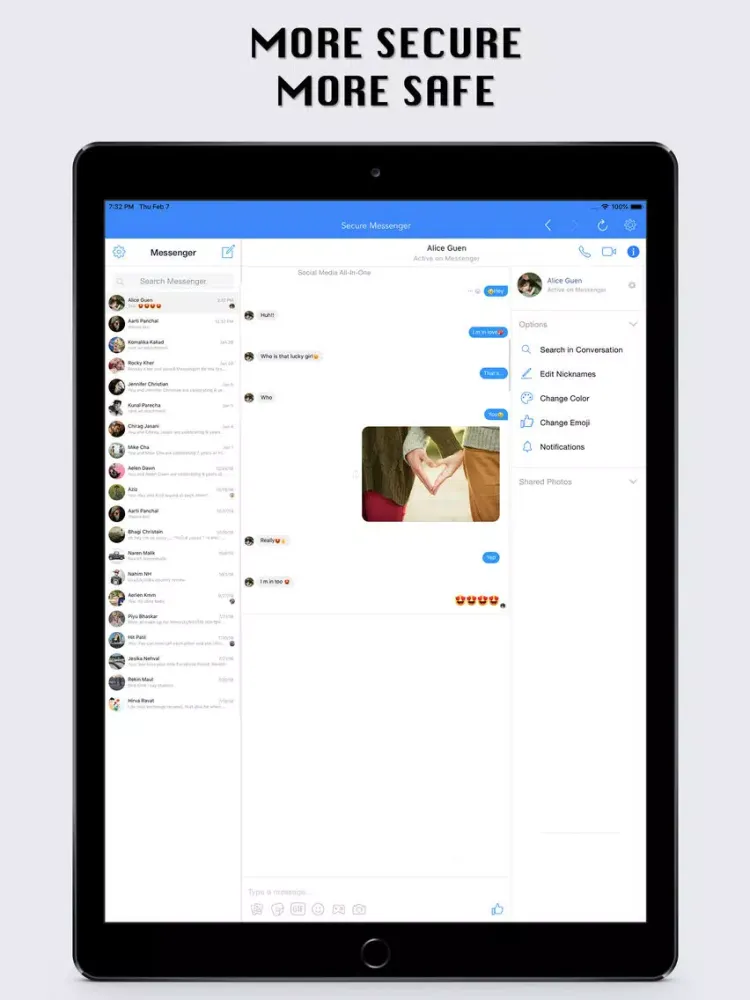 Secure Messenger for Facebook iPad  Screenshots