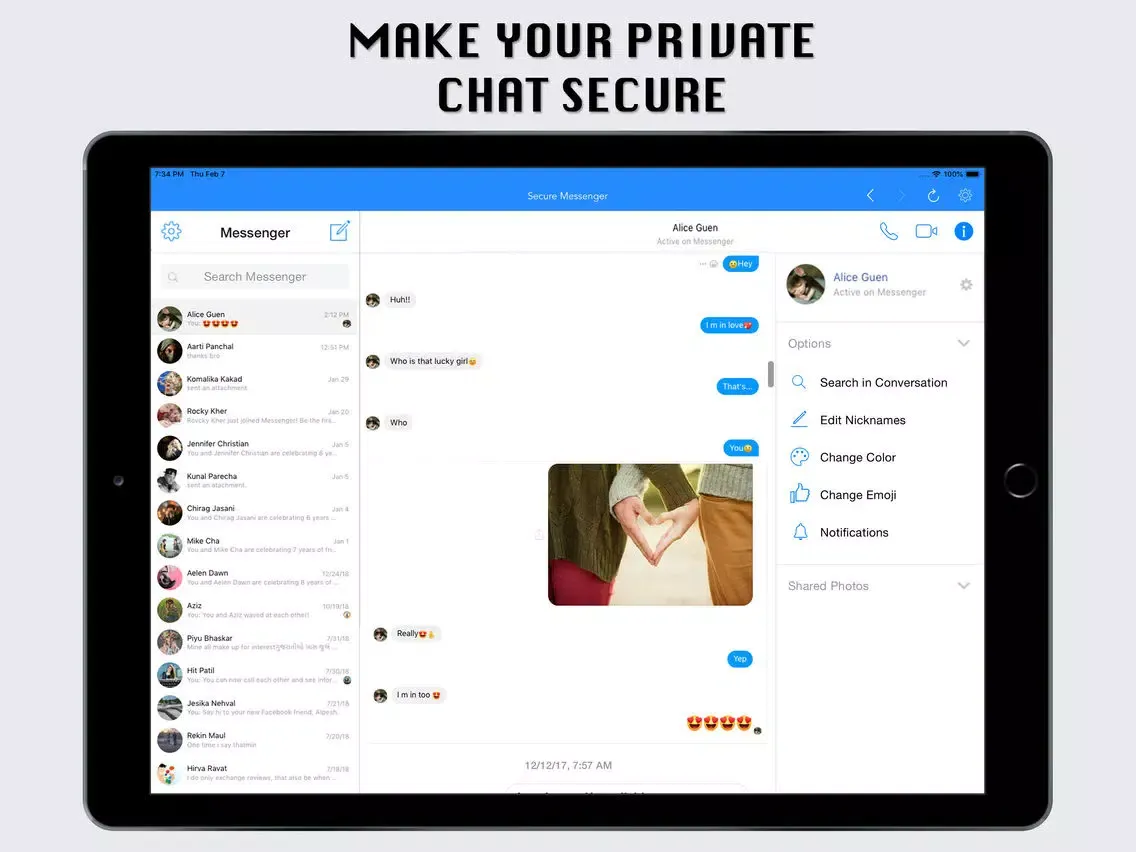 Secure Messenger for Facebook iPad  Screenshots