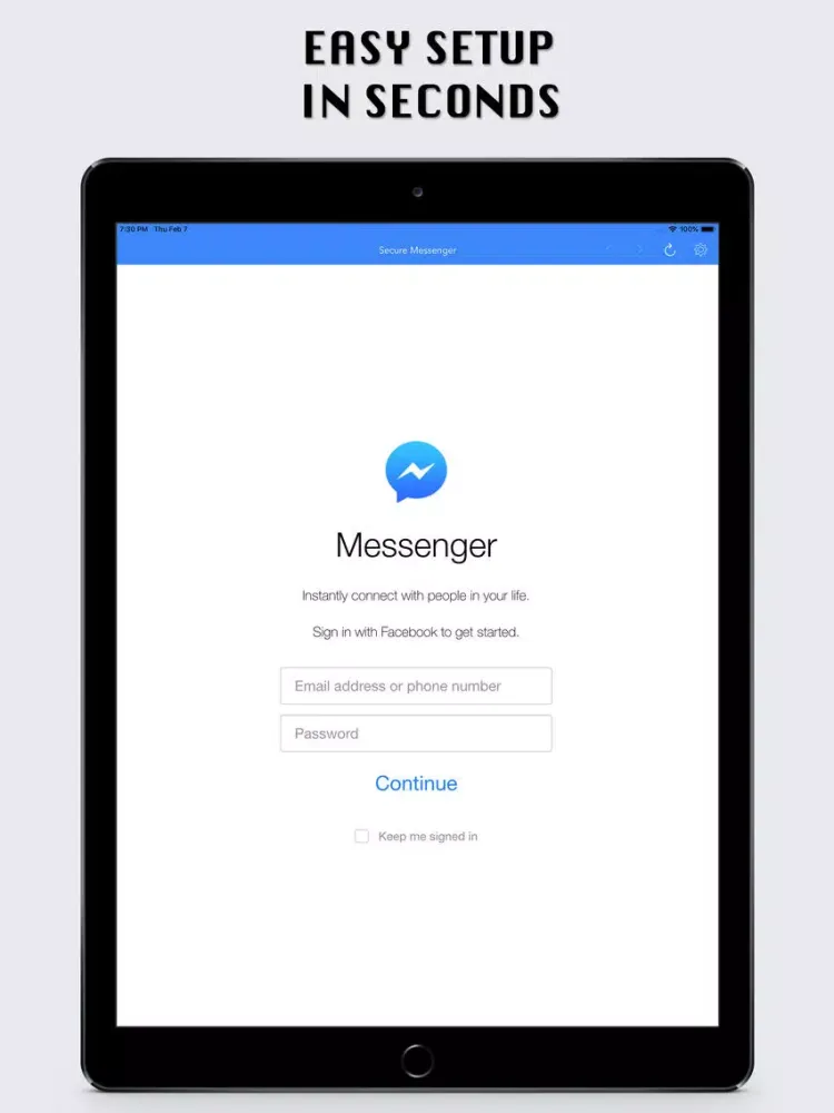 Secure Messenger for Facebook iPad  Screenshots